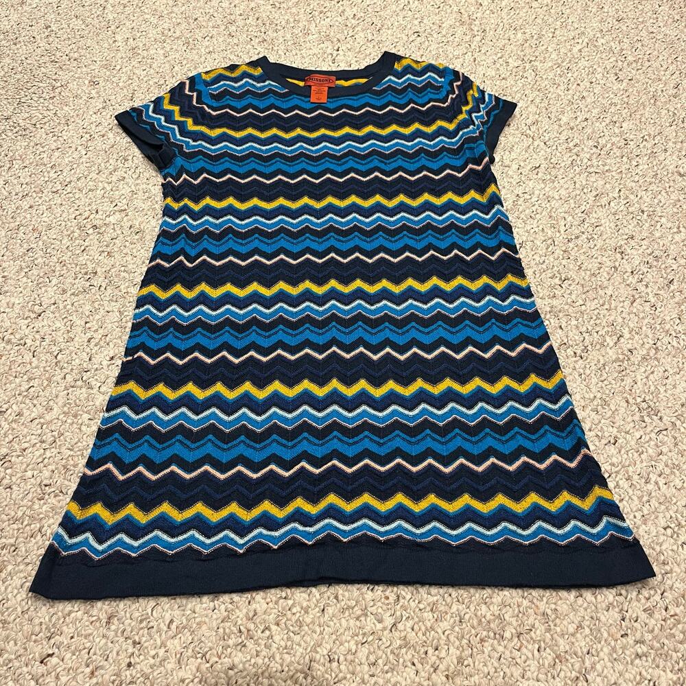 Missoni for Target Short Sleeve Knit Mini Dress L Multicolor Zig Zag Maximalist